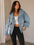 Loose Denim Hooded Coat